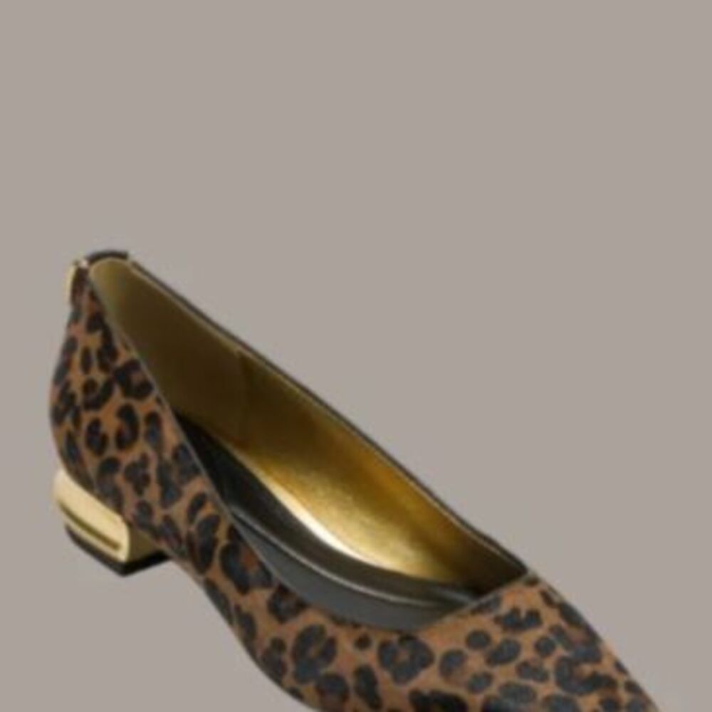 New Donna Karan Savita Leopard Print Calf Hair Flats Size 10
